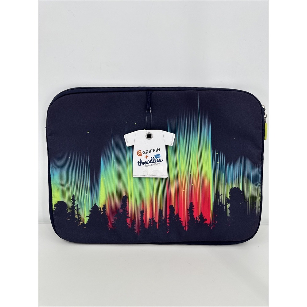 Griffin & Threadless Electric Sky Aurora Borealis Laptop Sleeve NEW‎ Large 16"